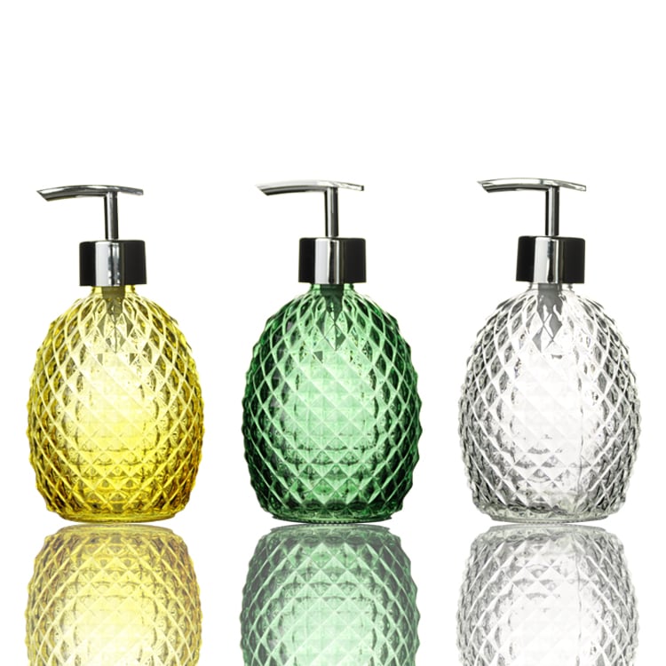 Factory 350ml Cosmetic Decorative Glass Pump Bottles
