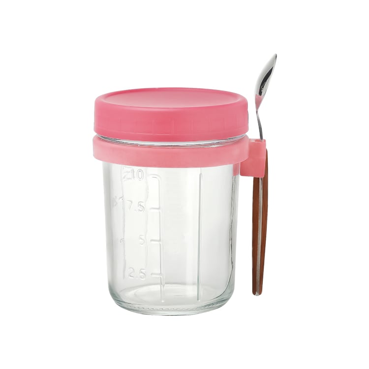 380ml Glass Breakfast Mason Jars with Lids and Spoons