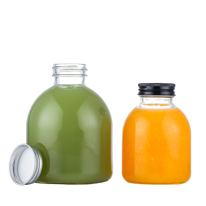 OEM Wholesale 250ml 350ml 500ml Round Juice Glass Bottles with Lids