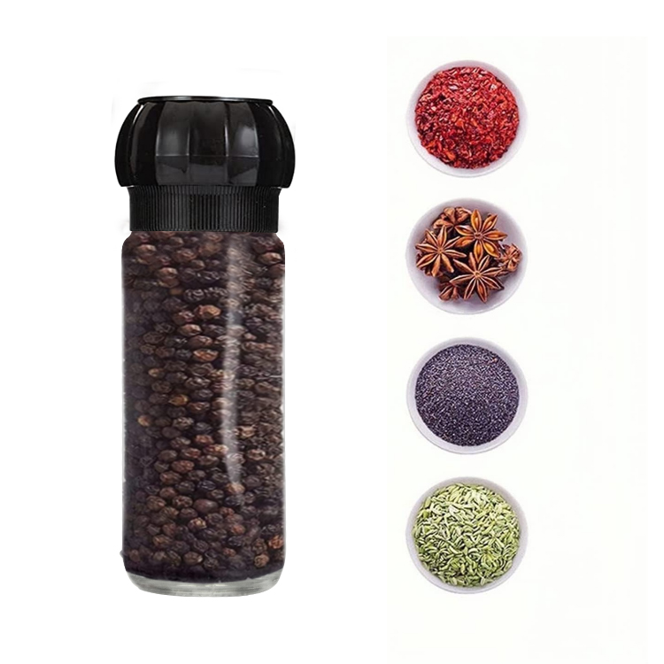 Factory 86ml Pepper Salt Manual Plastic Grinder Spice Glass Jar