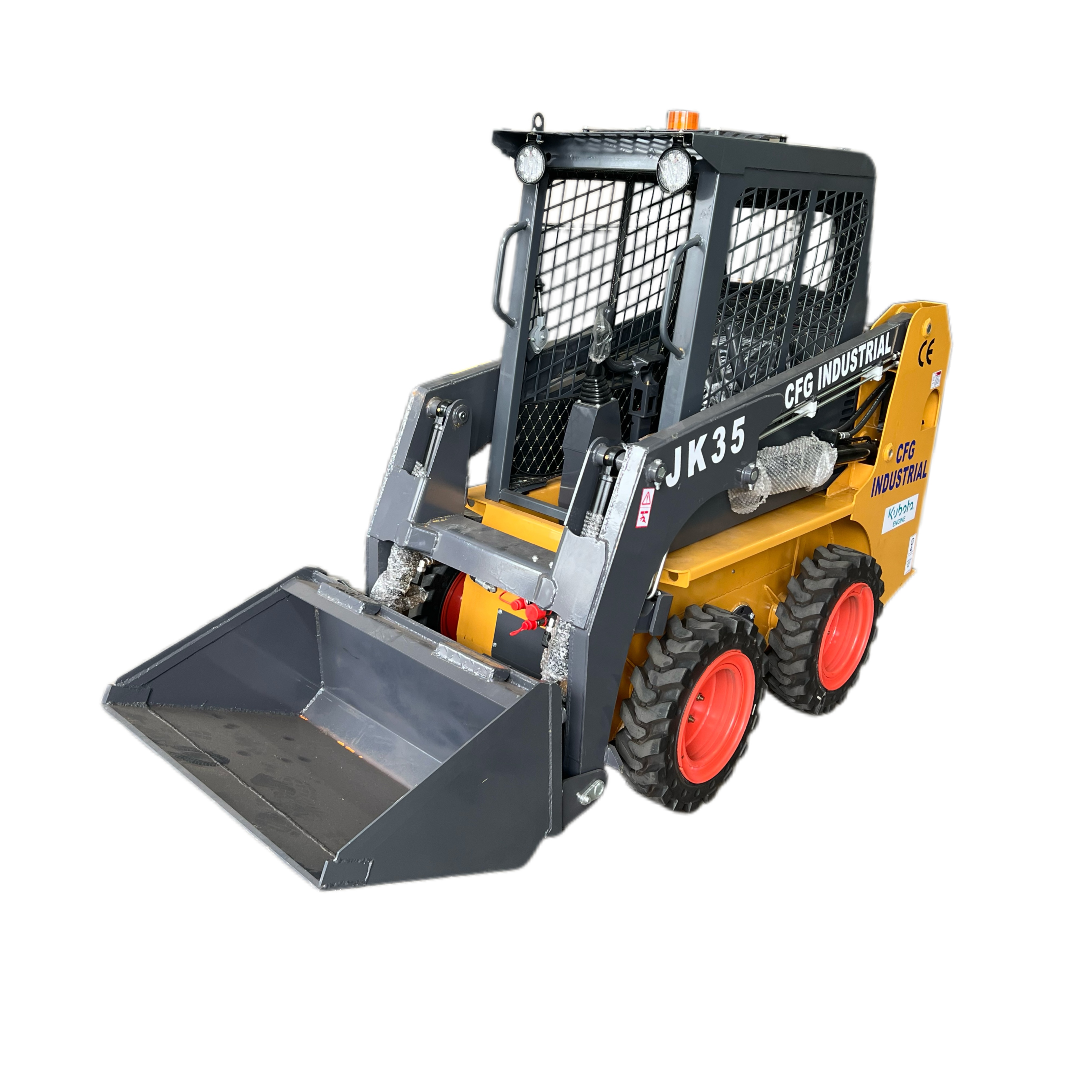 JK35 Kubota Engine Mini Skid Steer Loader Open Operator Wheel Moving Type Front Loader