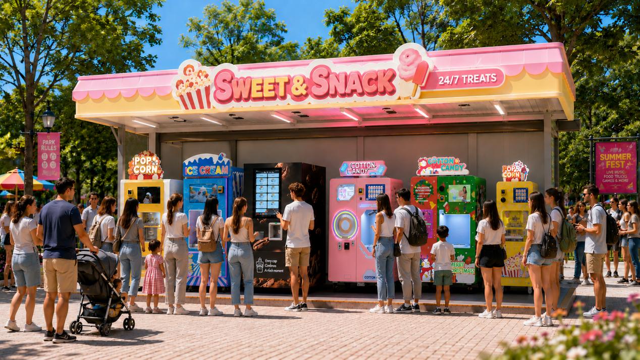 Cómo montar una estación de postres rentable con máquinas expendedoras de algodón de azúcar, helado y palomitas de maíz
