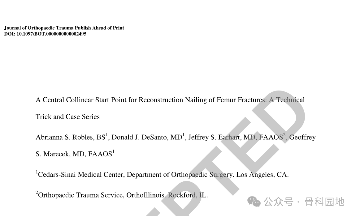 Changes in Entry Point for Intramedullary Nailing of Proximal Femoral Fractures: The Central Collinear Method