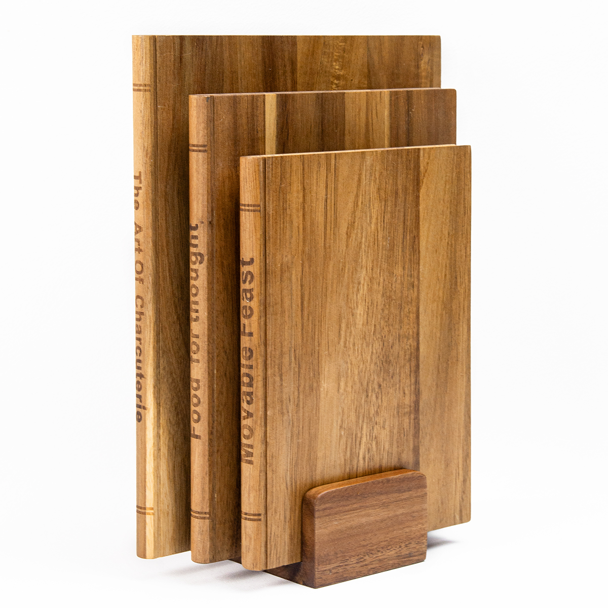 Schneidebrett-Set aus Akazienholz mit Ständer – 3-teiliges Buchförmiges Design für Küche Dekor & Gebrauch