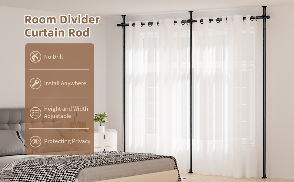 Anywhere Expandable Curtain Rod and Room Divider