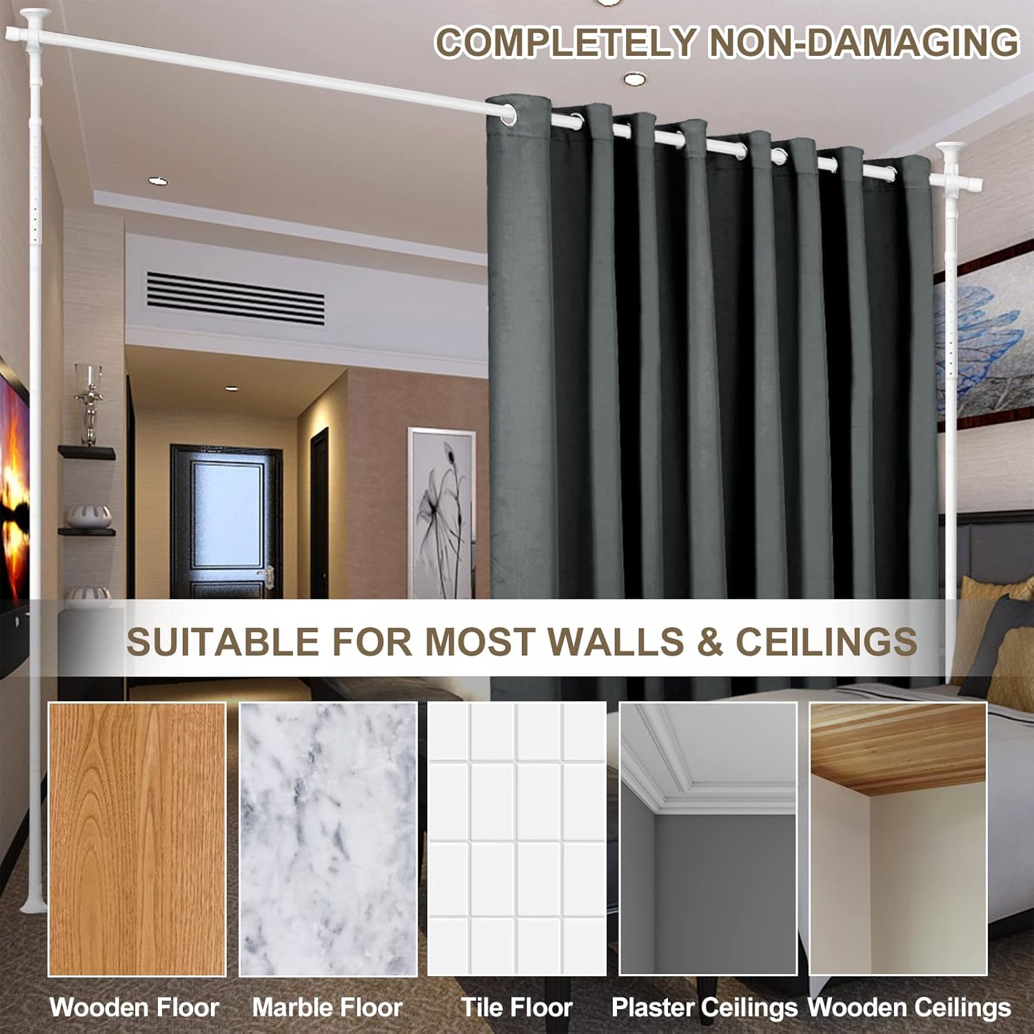 Anywhere Expandable Curtain Rod and Room Divider