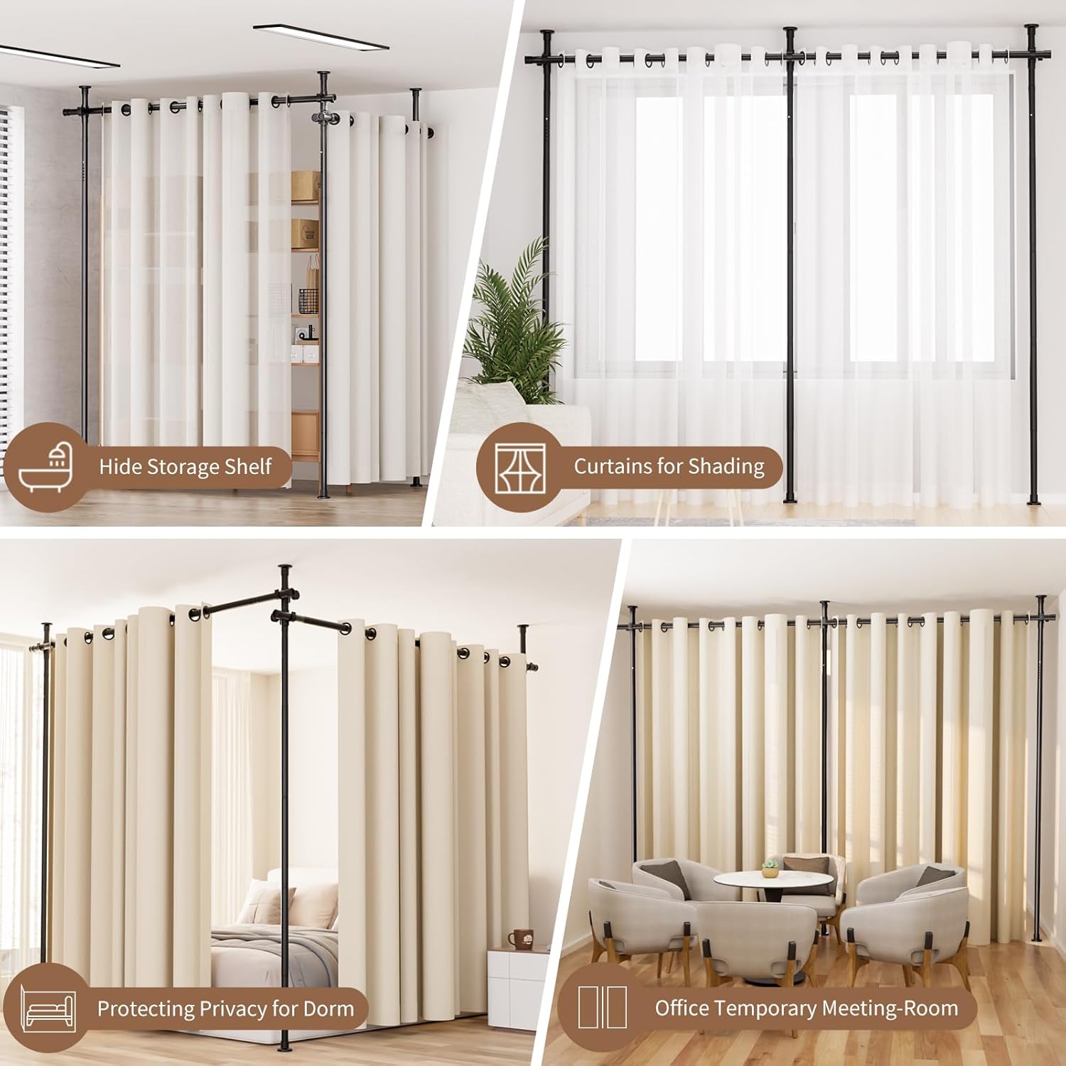 Anywhere Expandable Curtain Rod and Room Divider
