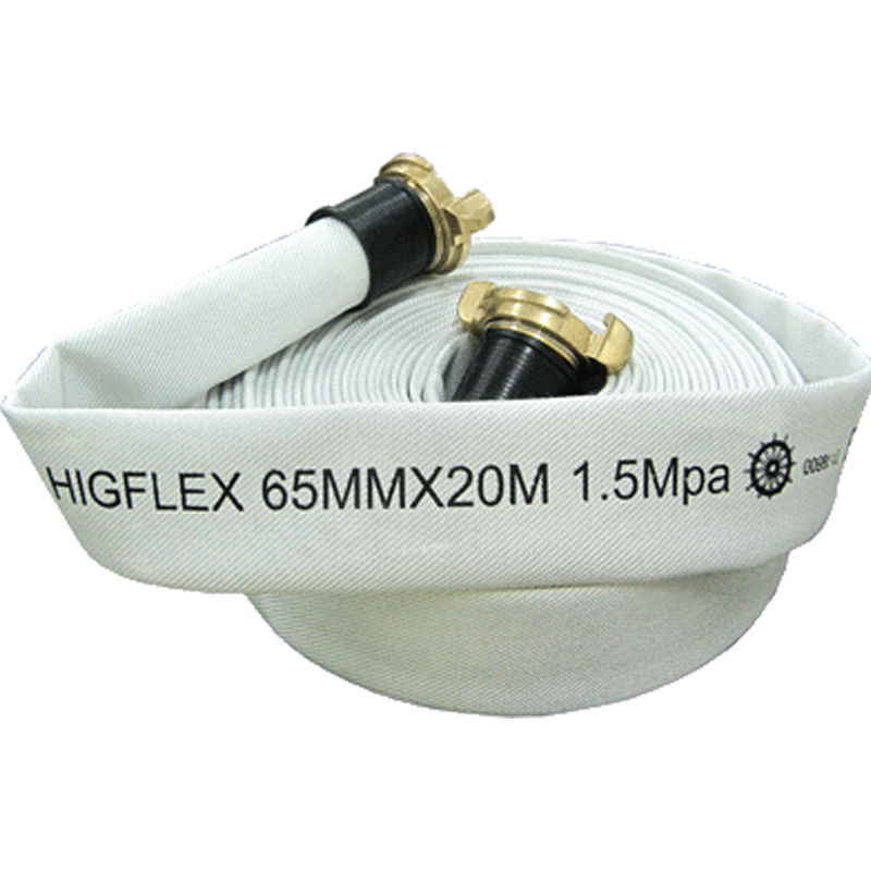  White Fire Hose 65mm x 20m 15Bar (1.5MPa) Type 13 - Polyurethane Lined, Heavy Duty