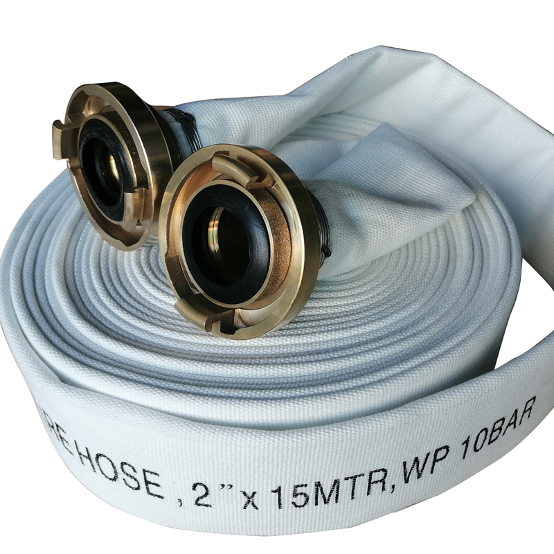 Professional White Double Jacket Fire Hose - 2 inch (50mm) x 15m - 10 bar (1.0 MPa) Working Pressure