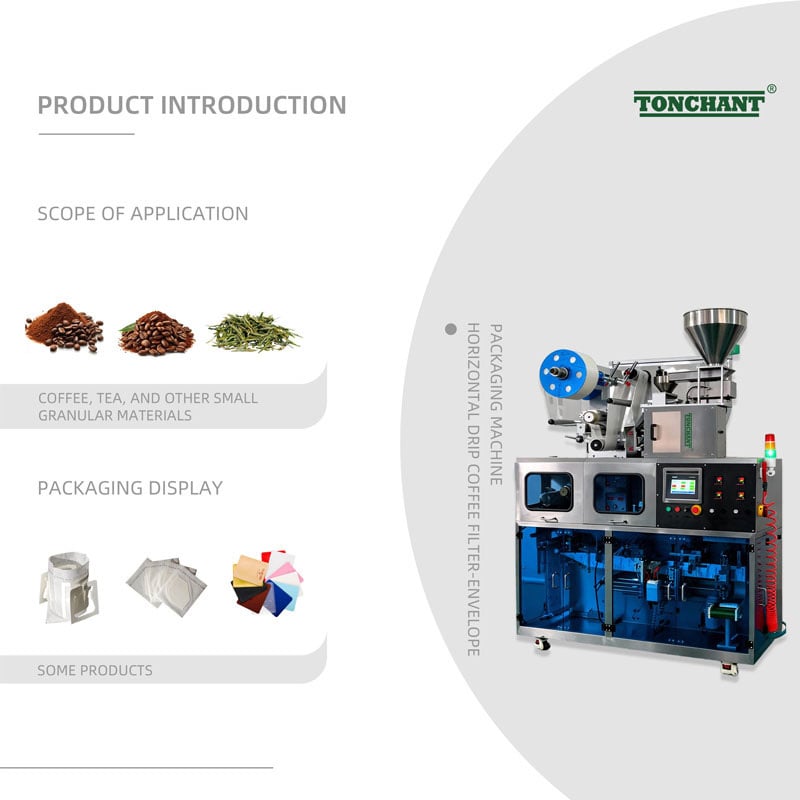 Horizontal Drip Coﬀee Bag Packing Machine with Outer Envelope