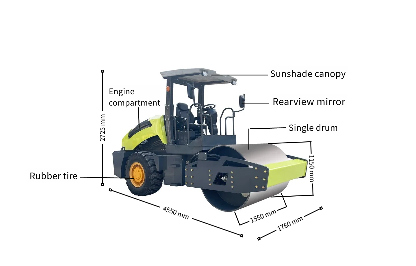single drum 6 ton road roller with annotation details标注.png