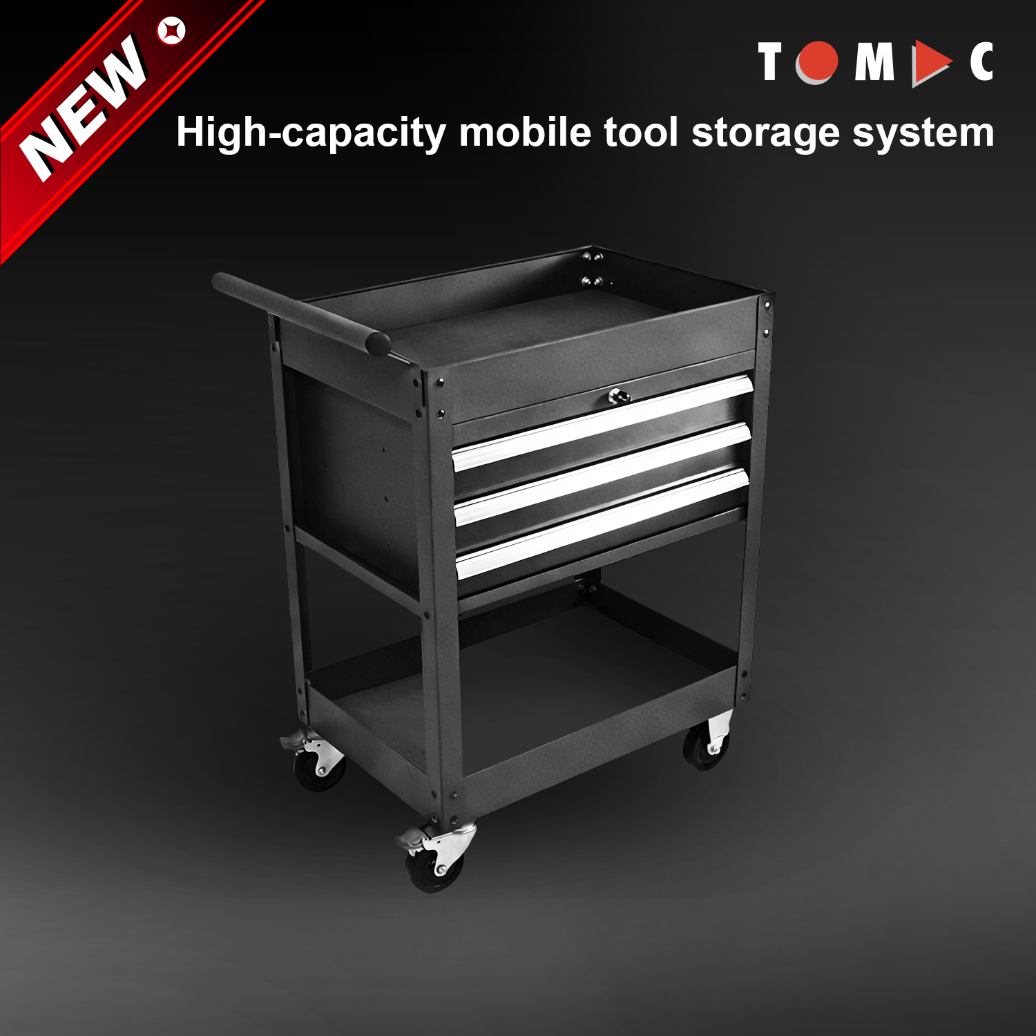 TC12703 TOMAC Rolling Garage Cabinet – 3 Drawer Tool Cart