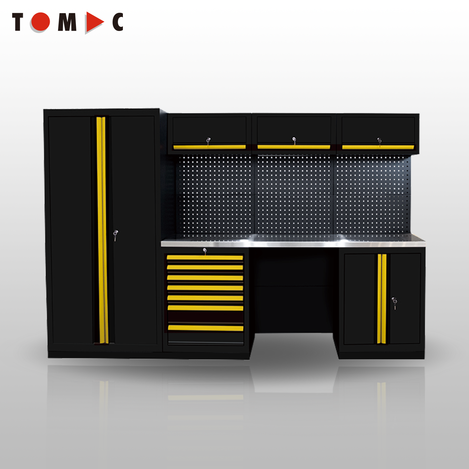 TC11S295 Pro Garage Storage Tool Cabinet – Standard Modular Combo(Stainless Steel Table Board)