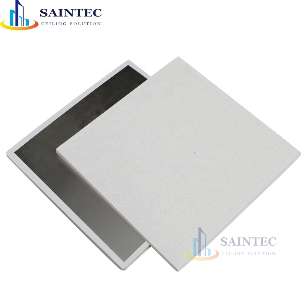 Wholesale PVC Gypsum Board Tiles 61x61cm Modern Square Design Waterproof Fireproof Moisture-Proof Soundproof 60dB Ceiling Tiles