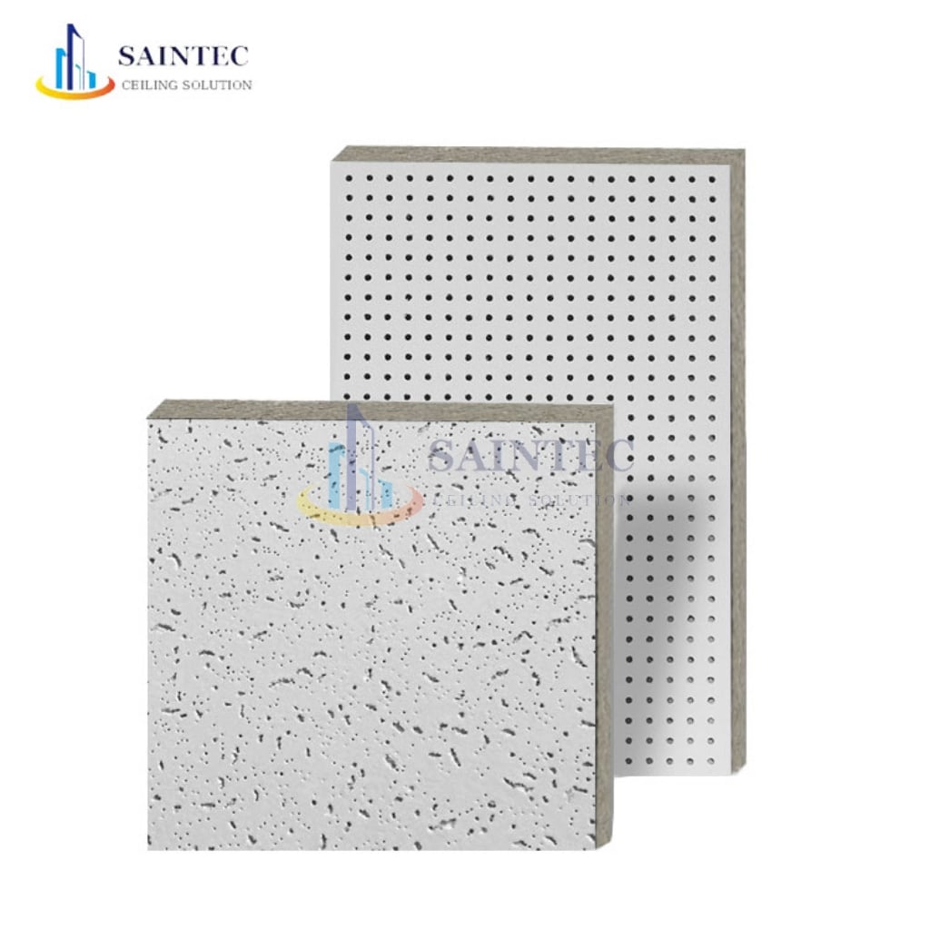 Modern Style Mineral Fiber Ceiling Tiles Waterproof Fireproof Square Sound-Absorbing Board Artistic Ceilings Saintec/Sunshine