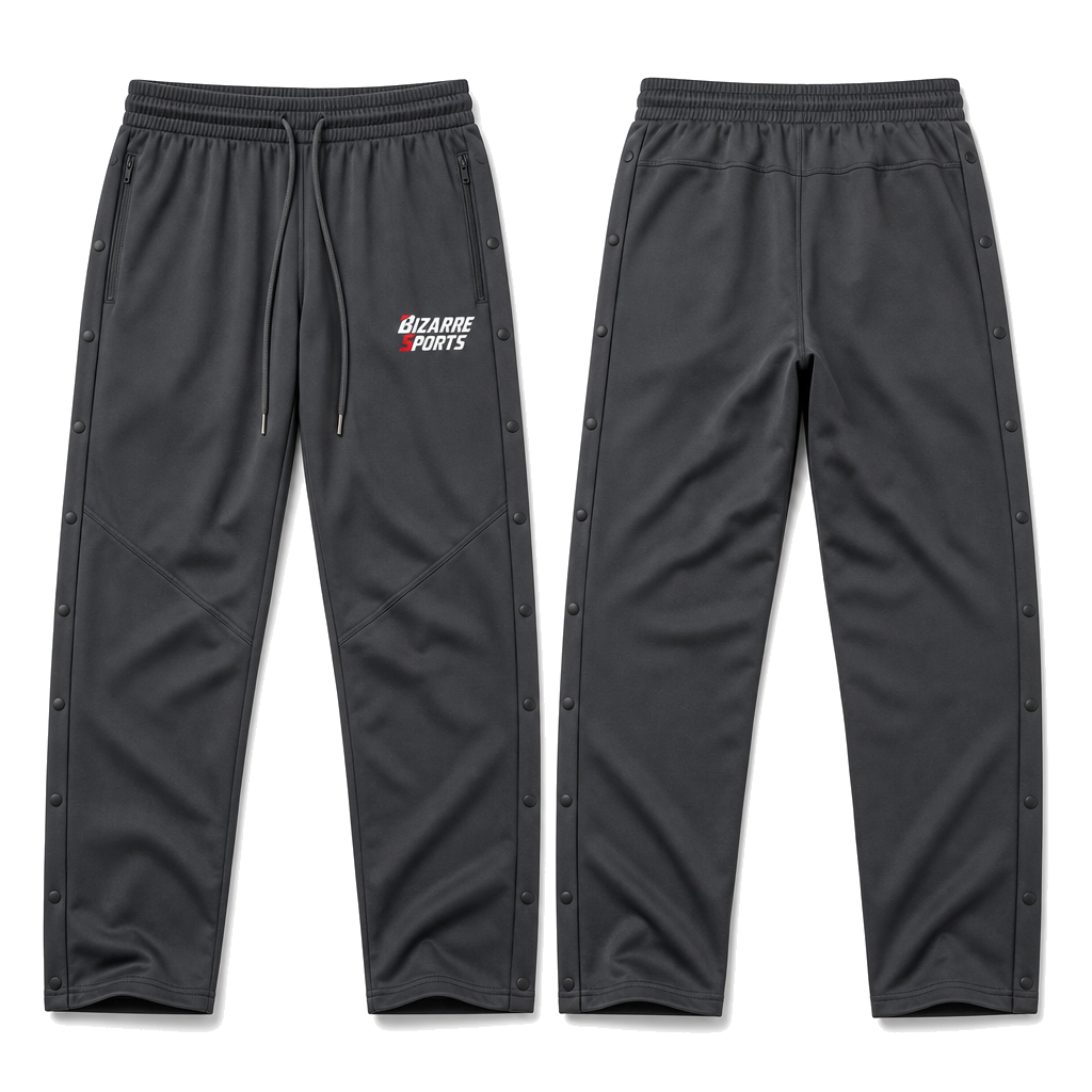 Custom Basketball Warm Up Pants with Dual Side Snap Tracks and Tapered Training Fit