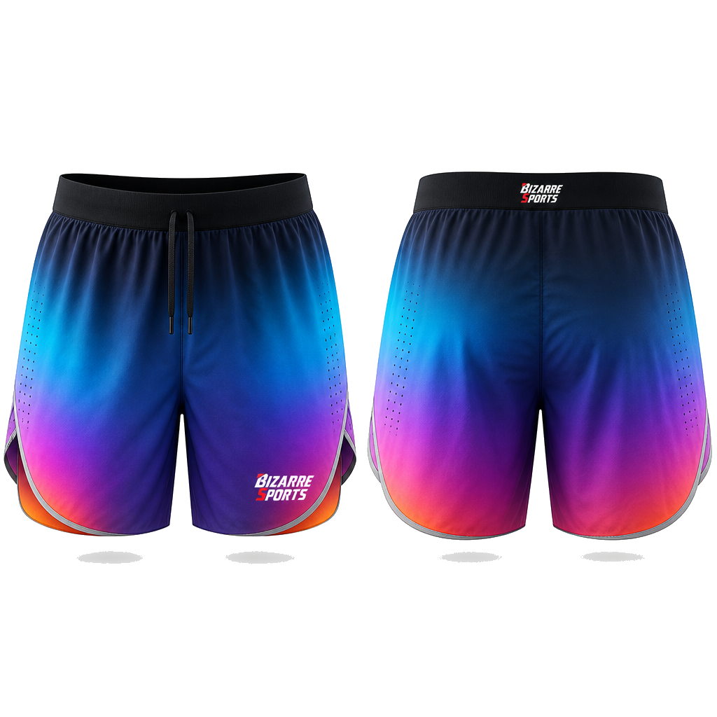 Aurora Gradient Men's Seamless Running Shorts with Cyber Aurora Nebula Pattern and Athletic Performance Programme