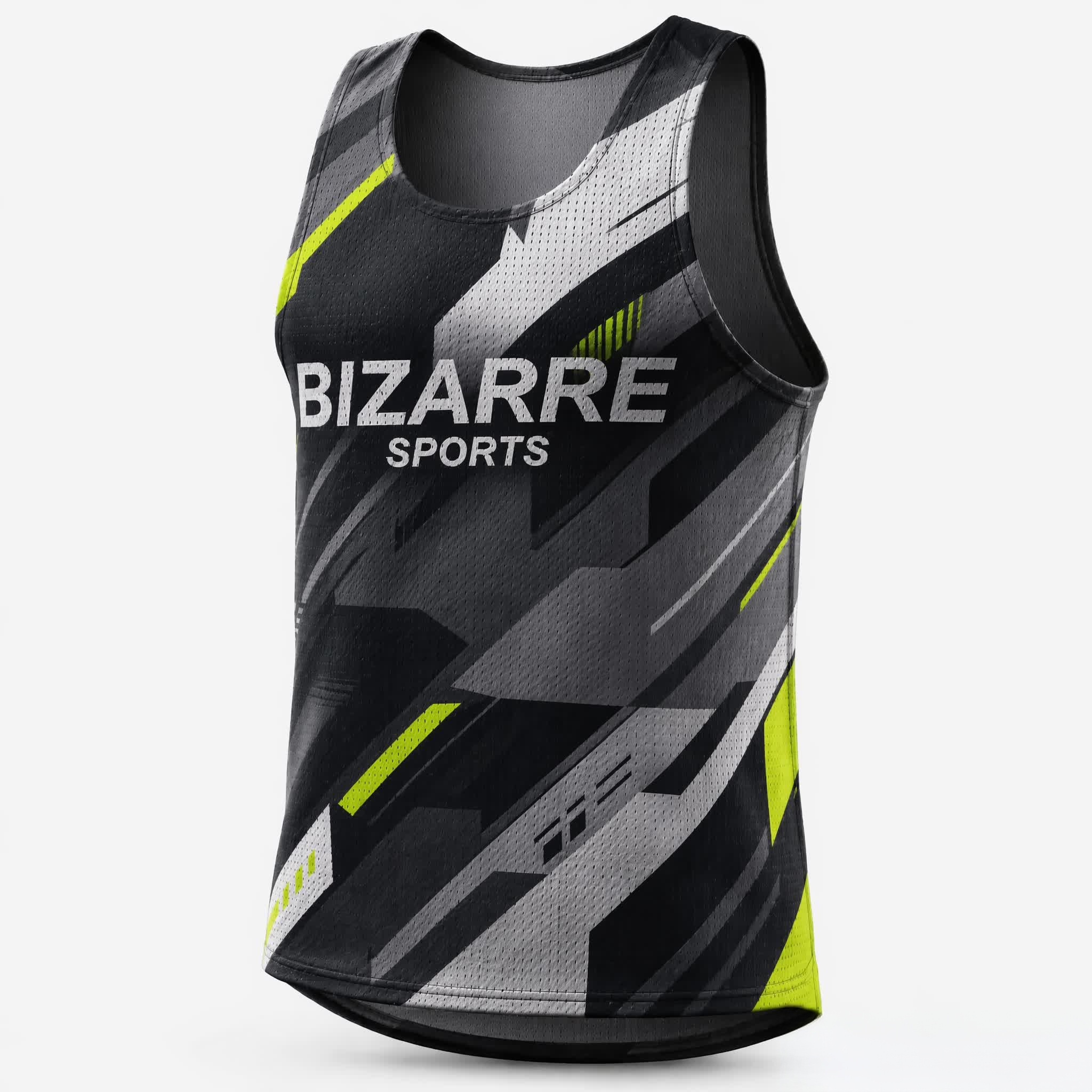 Neon Accent Geometric Seamless Crewneck Vest | Men's Versatile Sweat-Wicking Breathable Running Shirt