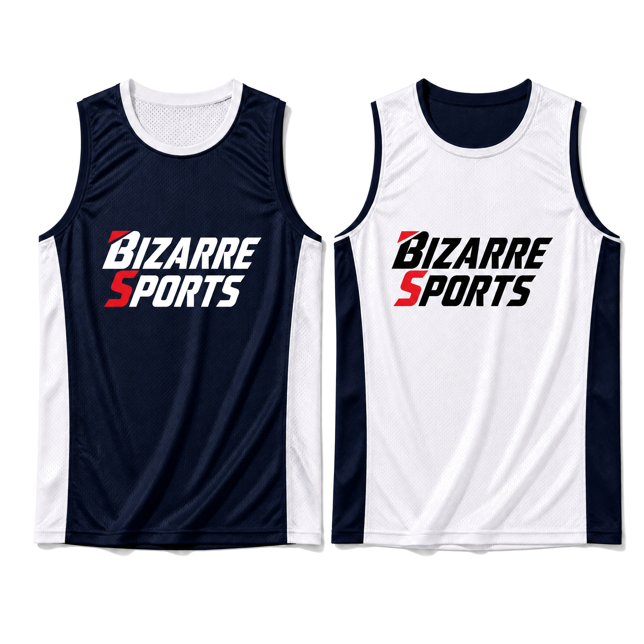 Camiseta sin mangas personalizada para hombres, reversible para baloncesto, de poliéster tipo malla de 140 GSM, con sublimación, en dos tonos: azul marino y blanco, para ropa deportiva