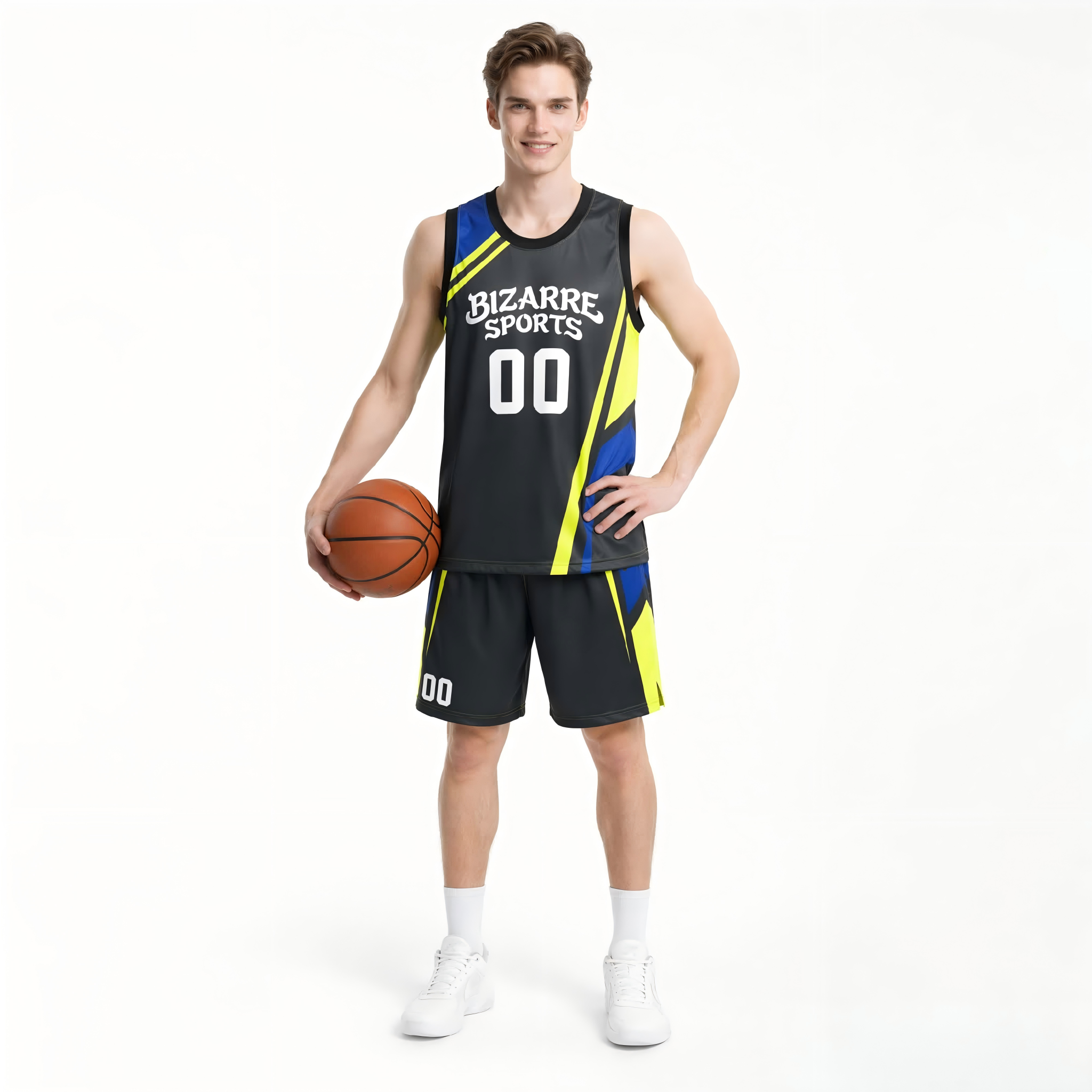 Feuchtigkeitstransportierendes Mesh-Basketballtrikot-Set | Individualisiertes nummeriertes Sport-Top mit Stickerei und Shorts – 2-teiliges Set