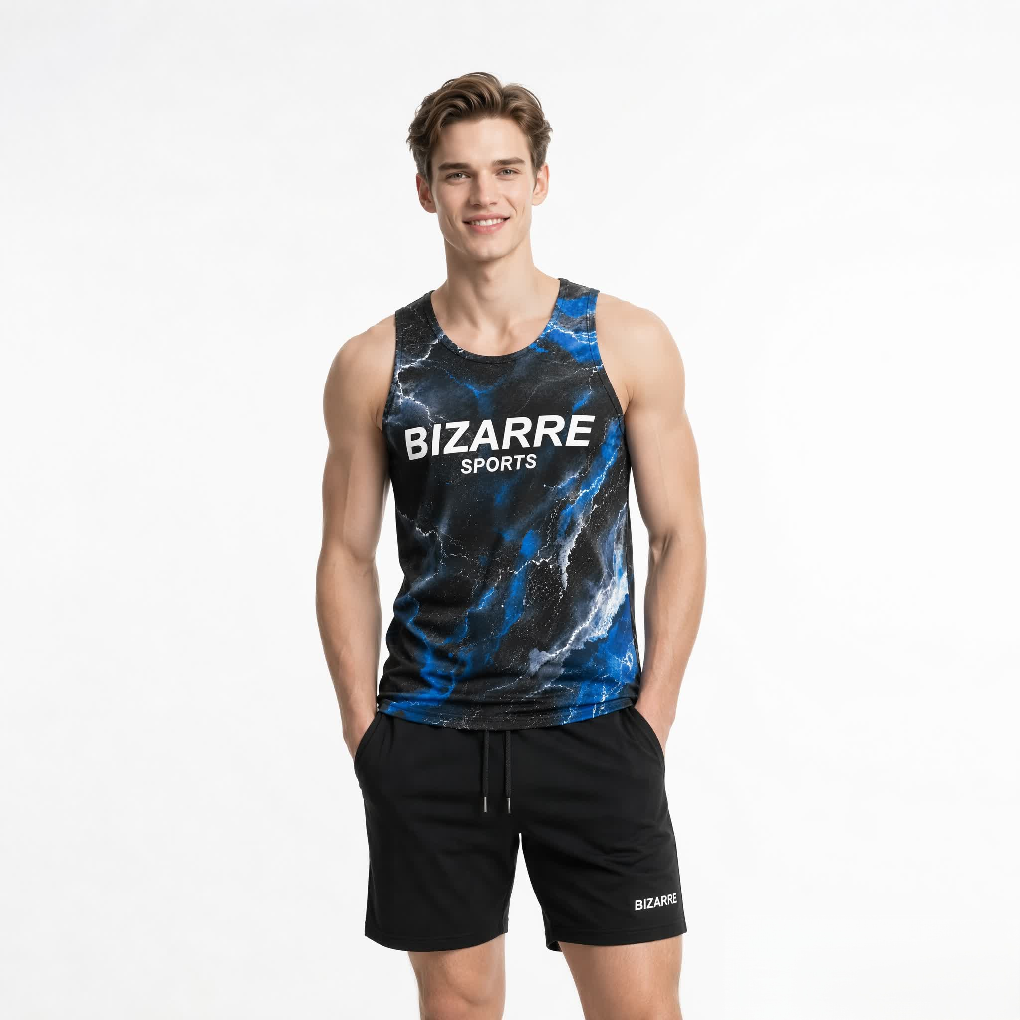 Nebula Marble Seamless Crewneck Tank | Men's Sweat-Wicking Breathable Outdoor Training Sleeveless Shirt

