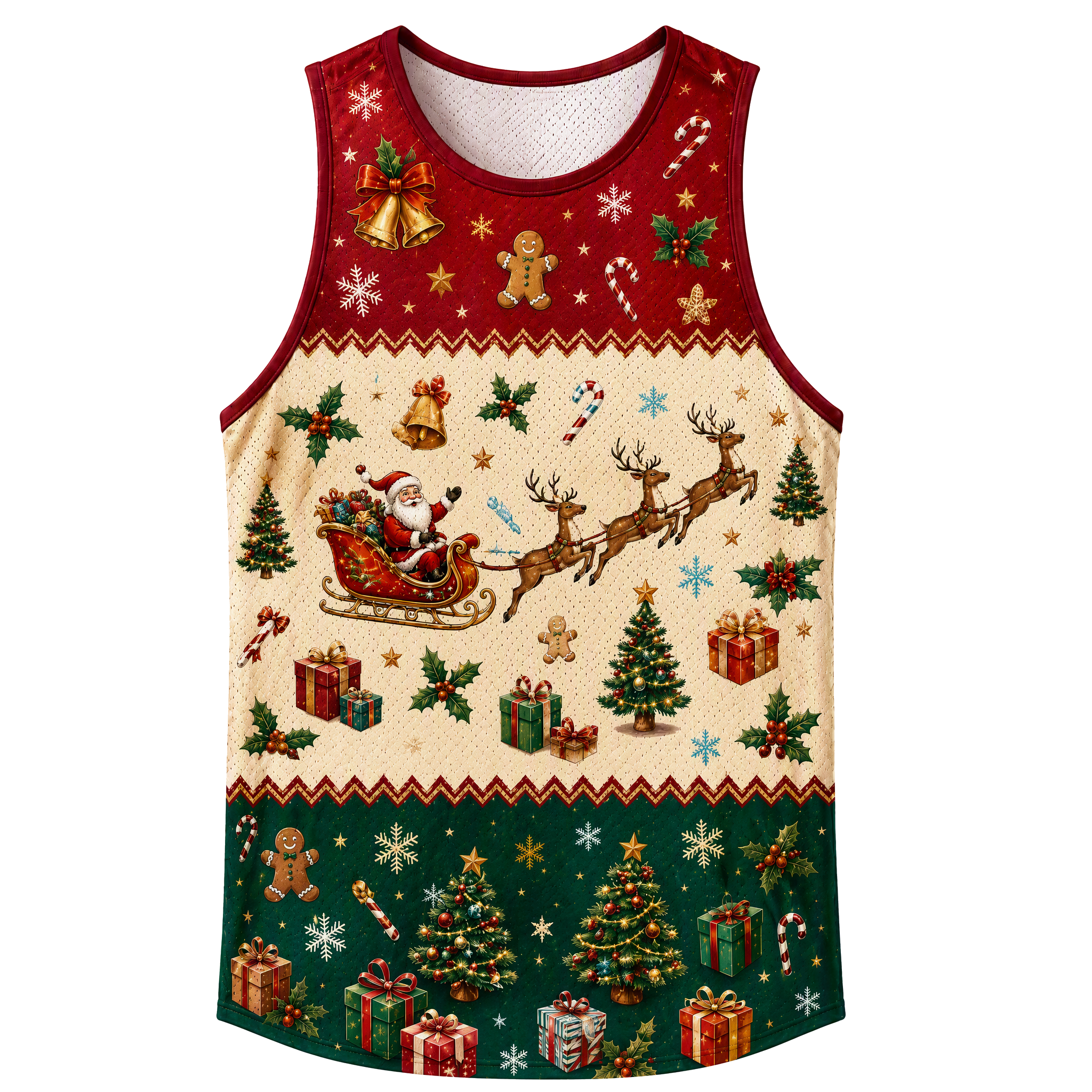 Chaleco sin mangas personalizado para Navidad con estampado por sublimación, unisex, adecuado para eventos festivos y vestimenta de equipos de marca estacionales