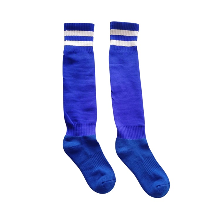 108 Calze lunghe da calcio con motivo jacquard personalizzato e costruzione in filato resistente, realizzate su ordinazione con consegna rapida