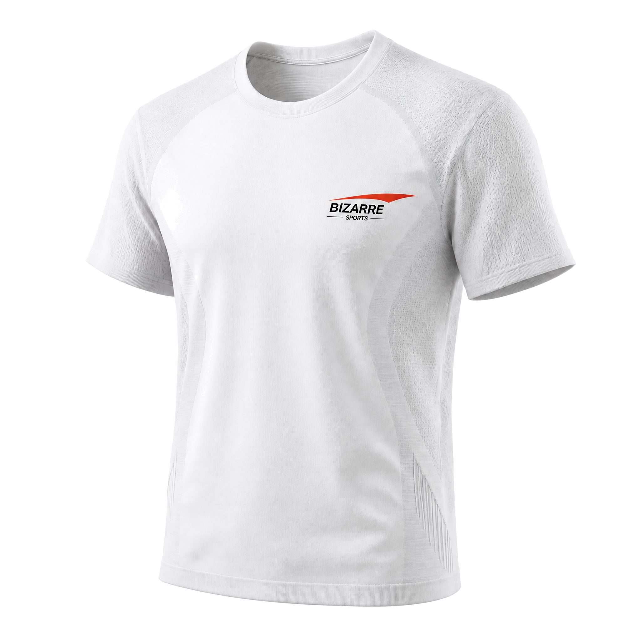  High-Stretch Seamless Jacquard Mesh White Tee | Men's Lightweight Sweat-Wicking Running Top

