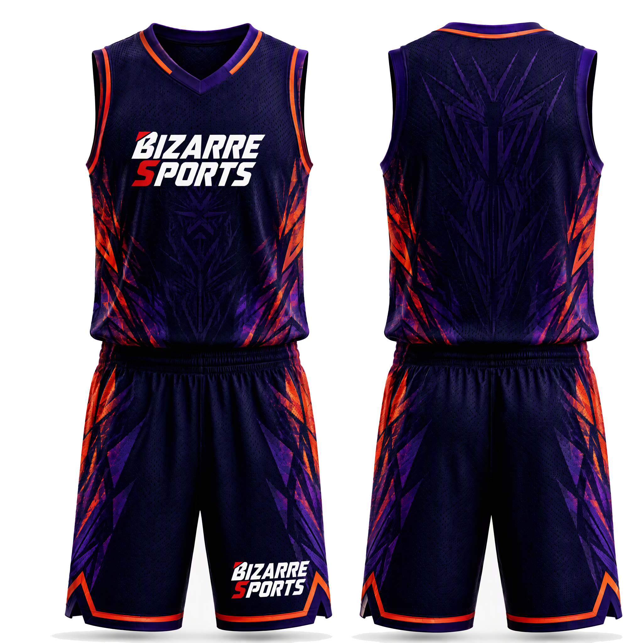 Men's Collection: Two-piece basketball jersey and shorts set featuring single-sided, all-over sublimation printing.