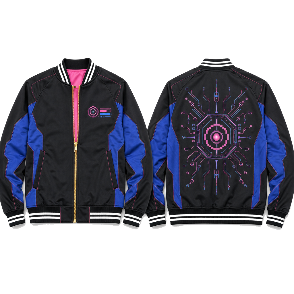 Custom Unisex Anime Gaming Graphic Bomber Jacket Polyester Contrast Lining Embroidery Streetwear Wear