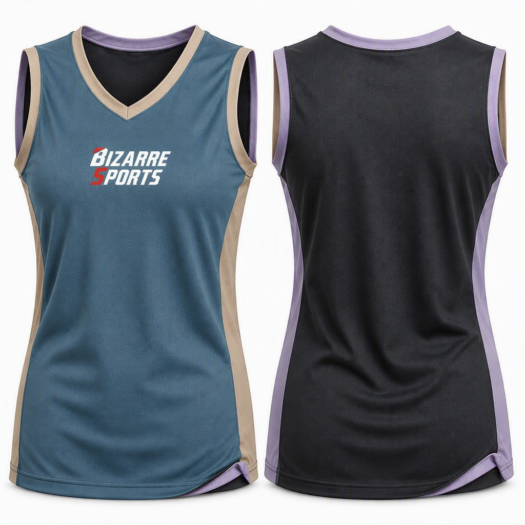 Maßgeschneidertes Damen-Umkehr-Basketball-Trikot | Vollsublimiertes U/V-Ausschnitt-Team-Weste