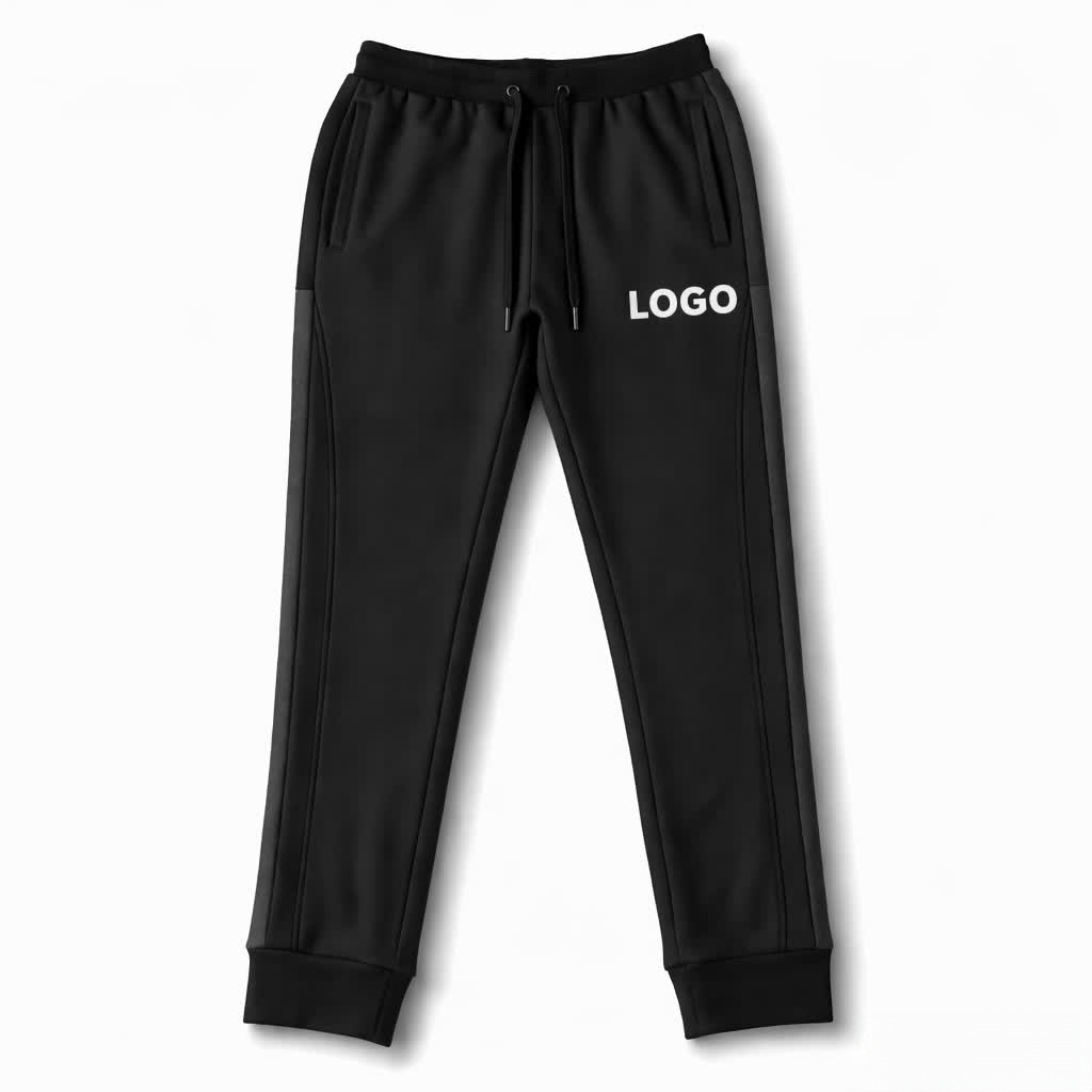 Herbst-Jogginghose mit schneller Trocknung und hoher Atmungsaktivität | Hochelastische schwarze Lauf- und Trainingshose für Herren mit elastischem Saum