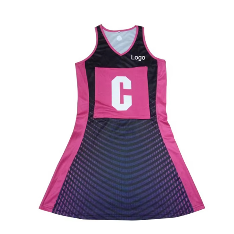 Sublimiertes, maßgefertigtes Netball-Kleid, Uniform, A-Linien-Netball-Kleid