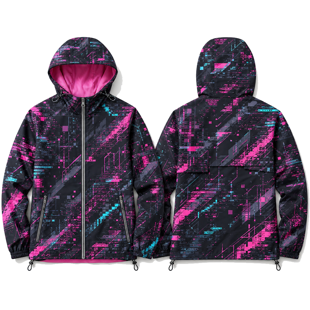 Custom Women Anime Gaming Graphic Hooded Windbreaker Polyester 4-Way Stretch Mesh Lining Reflective Streetwear Wear