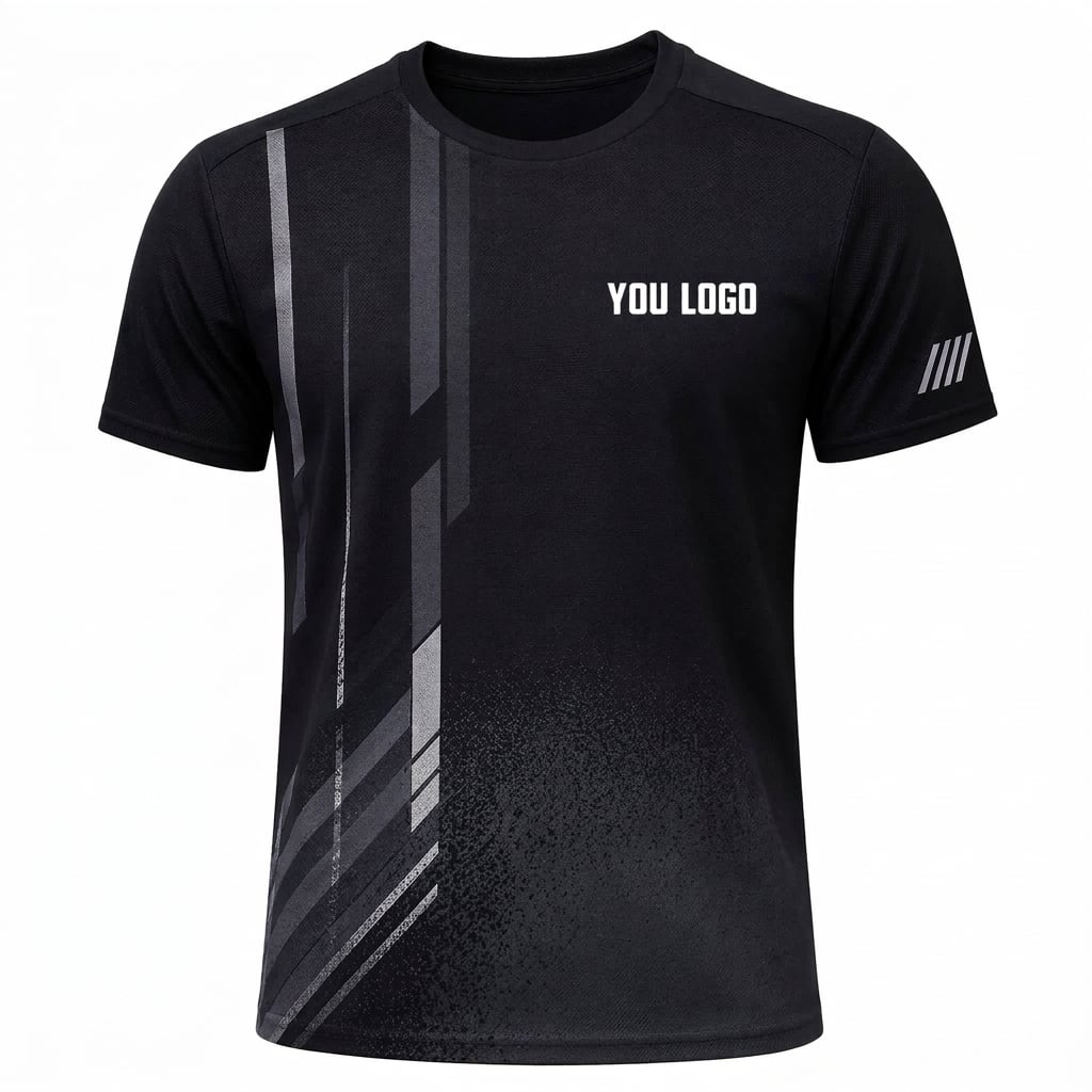 Herren-T-Shirt mit geometrischem Muster, schnelltrocknend, Kurzarm | Atmungsaktives Trainings-Shirt aus 100 % Polyester