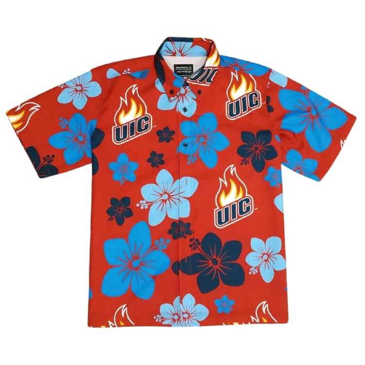 camicia da spiaggia hawaiana personalizzata da uomo con vivace stampa floreale tropicale, in poliestere al 100% con finitura morbida al tatto, perfetta per vacanze, resort e abbigliamento coordinato in famiglia