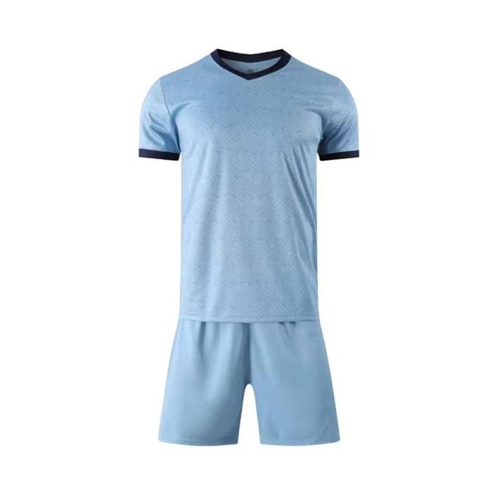 Printingtern Unisex Fußballbekleidung-Sets 100 % Polyester atmungsaktiv Blaue Farbe Blau und Weiß BSCI-zertifizierte Sportbekleidung