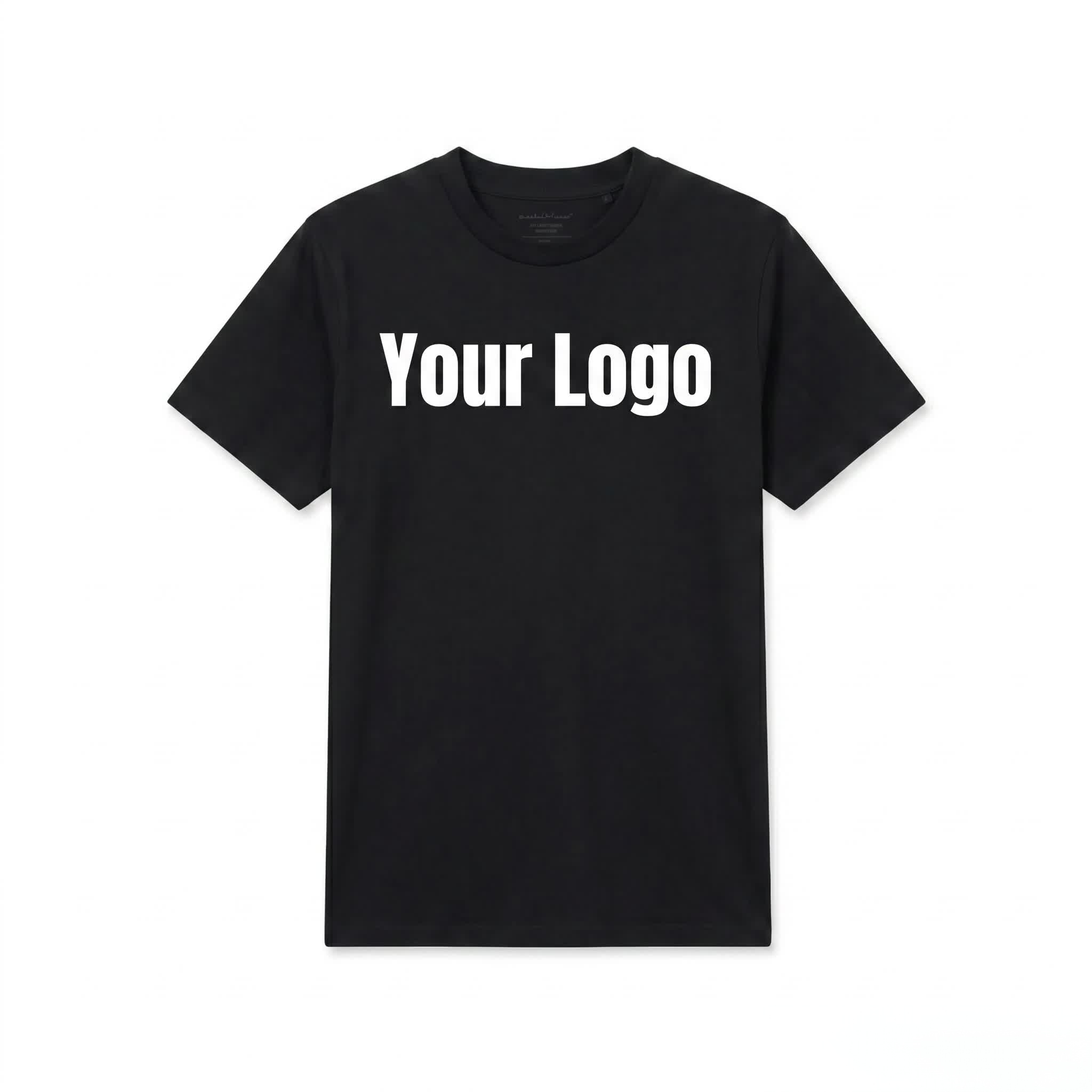 T-shirt sportiva da uomo nera unita con grande logo | Top traspirante ad asciugatura rapida per palestra e corsa