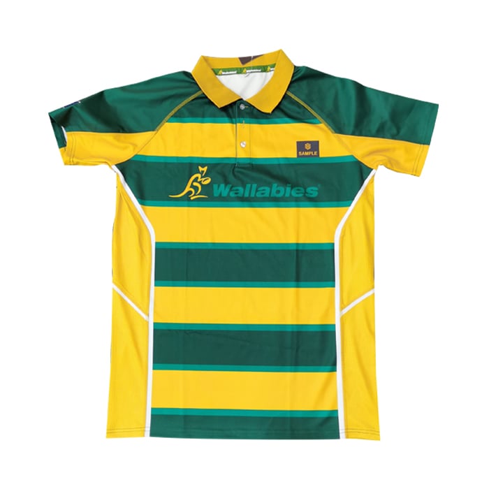 Schnelltrocknendes Rugby-Polo, entwickelt für Schulteam-Rugbypolos, mit feuchtigkeitsableitendem Funktionsstoff und Sublimations-Bestickung nach Maß