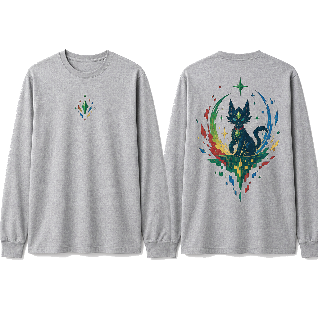 Custom Unisex Anime Gaming Graphic Long Sleeve Tee Cotton Single Jersey 180 GSM Heather Grey Streetwear Apparel