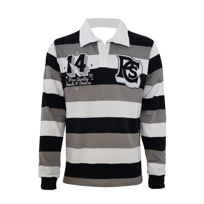 Vintage-Individuelles Yam-Dye Heavyweight Rugby Polo Langarm Retro Trikot für Herren