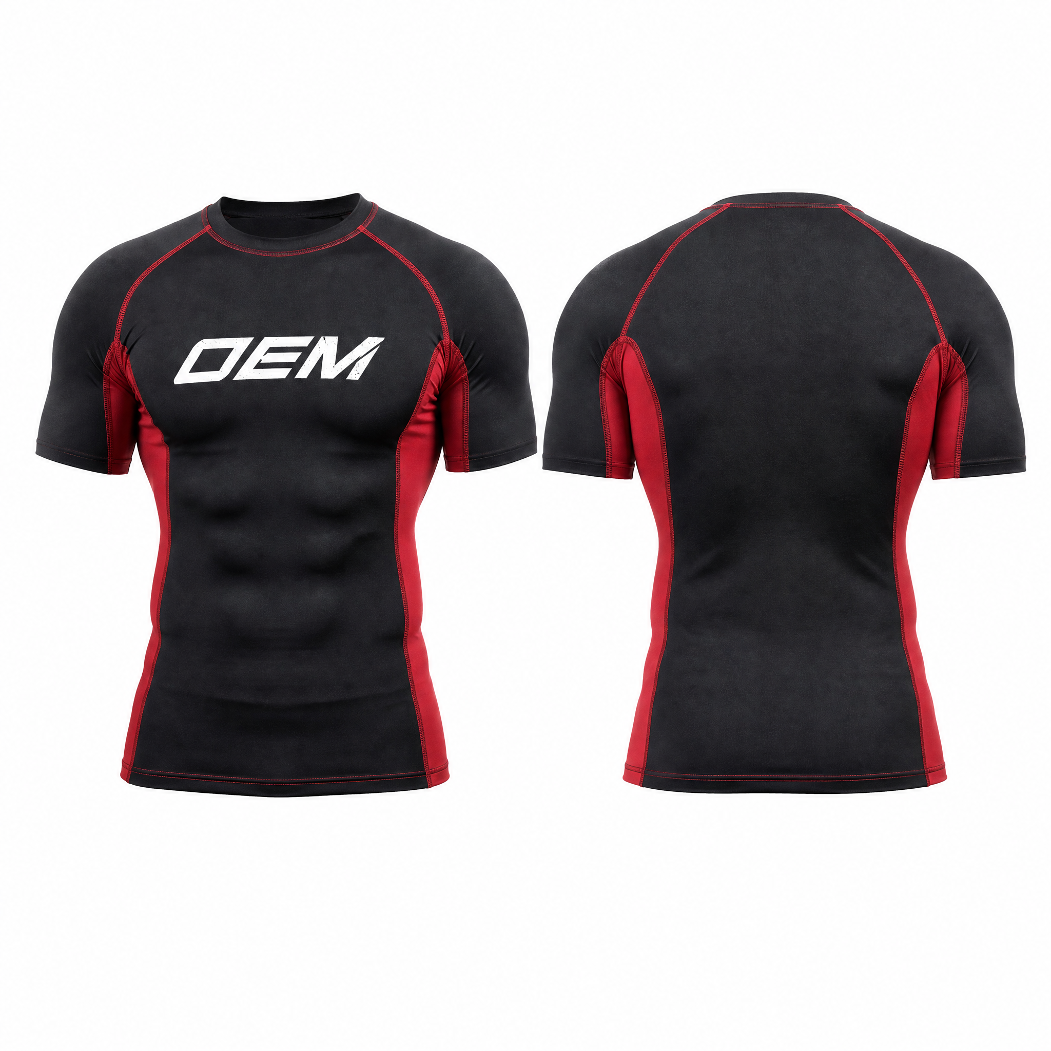 Custom Short Sleeve Compression Training Shirt with 220G Polyester Nylon Stretch Fabric and Digital Print