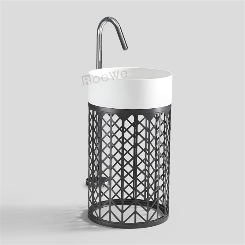 lavabo sur pied en acier inoxydable avec cadre pour la vente au détail