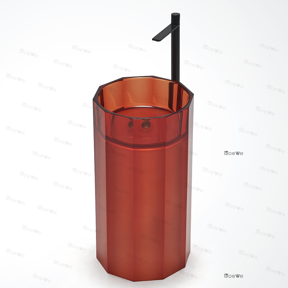 Pedestal wash basin design models translucent resin sink freestanding 