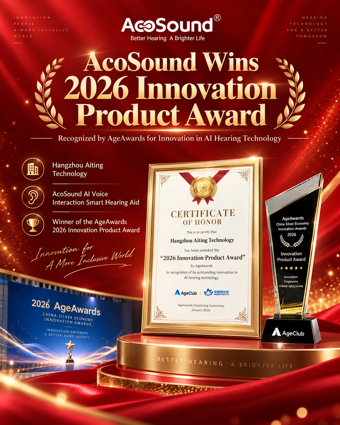 AcoSound AI Hearing Aid Wins 2026 Innovation Product Award at AgeAwards