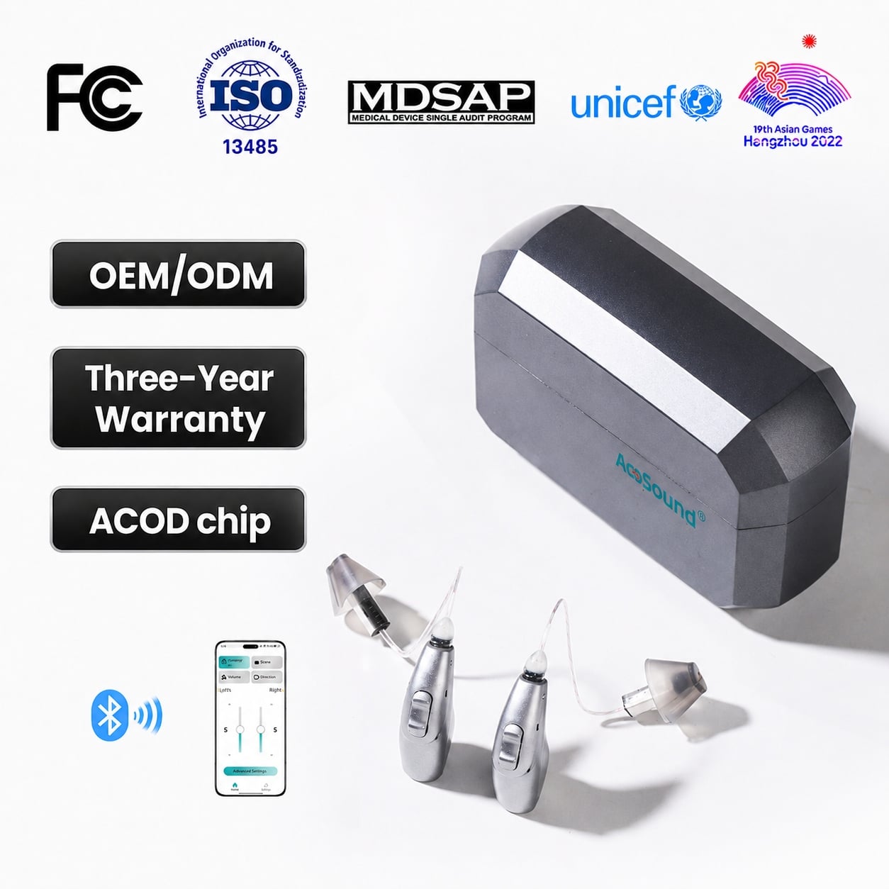 RWS16-RIC-C 16-Channel Rechargeable Bluetooth RIC Hearing Aid