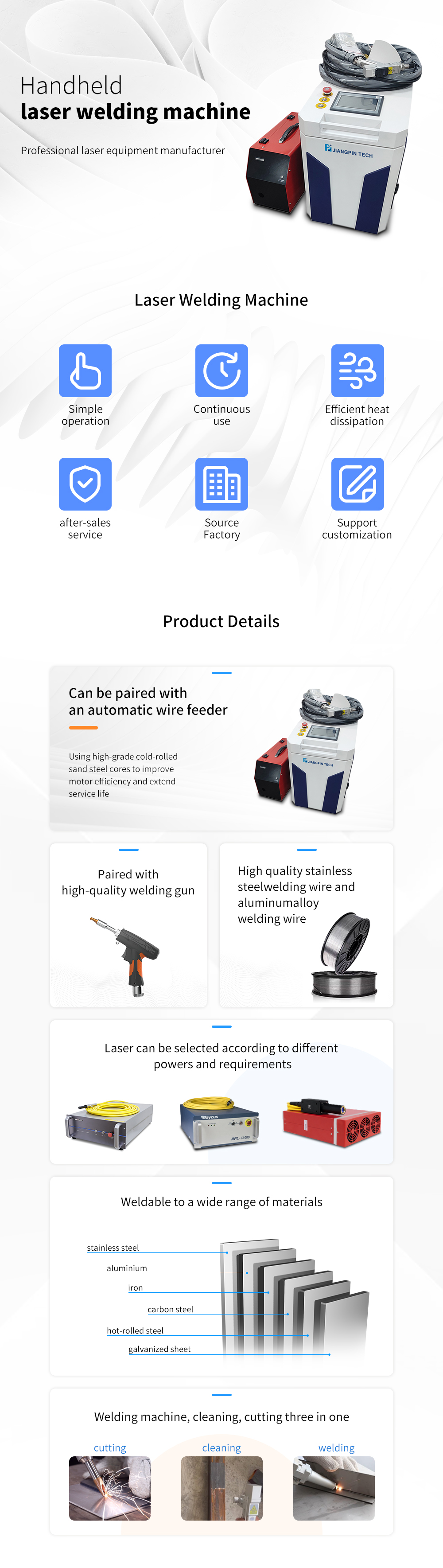 2000W/3000W Aluminum Metal 5 IN 1 internal Water-cooler Fiber Laser Welding Cleaning Machine factory