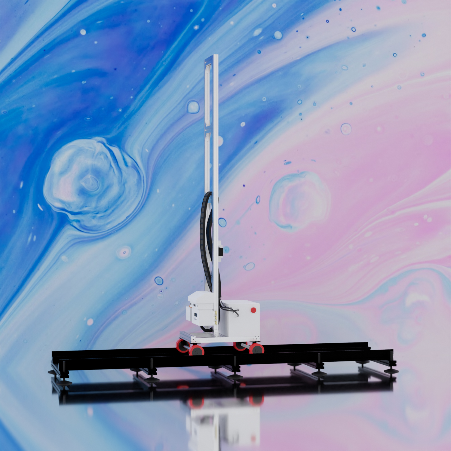 What role does the ultrasonic sensor play in the wall printing machine?