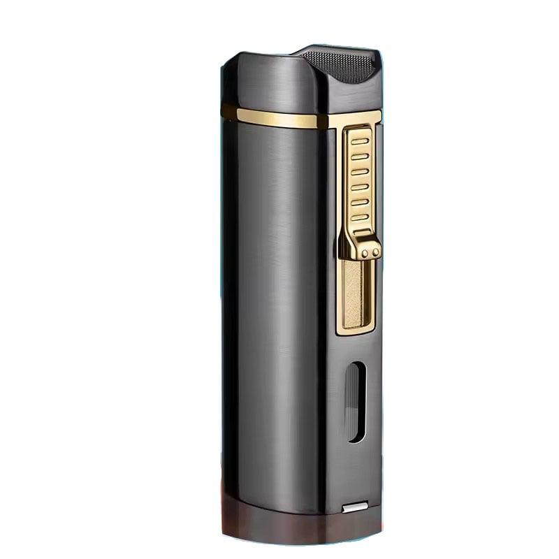 DB-1252 DEBANG Triple Flame Torch Lighter Powerful Cigar Lighter with Cigar Punch Visible Gas Window Zinc Alloy High Quality Gas Refill