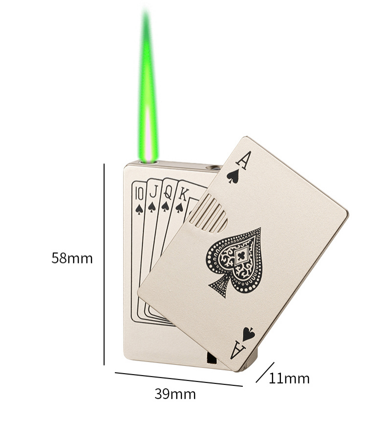 DB-1250 Poker Shaped Windproof Green Flame Lighter, Adjustable Refillable Torch with Optional UV Light for Daily Smoking & Novelty Gifts1.png